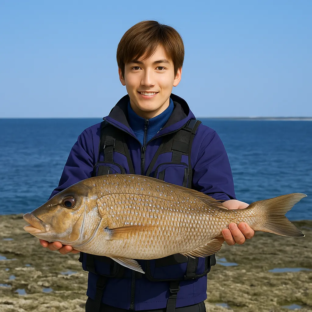 知名崎海岸でタマンの釣果を得た久良木.webp