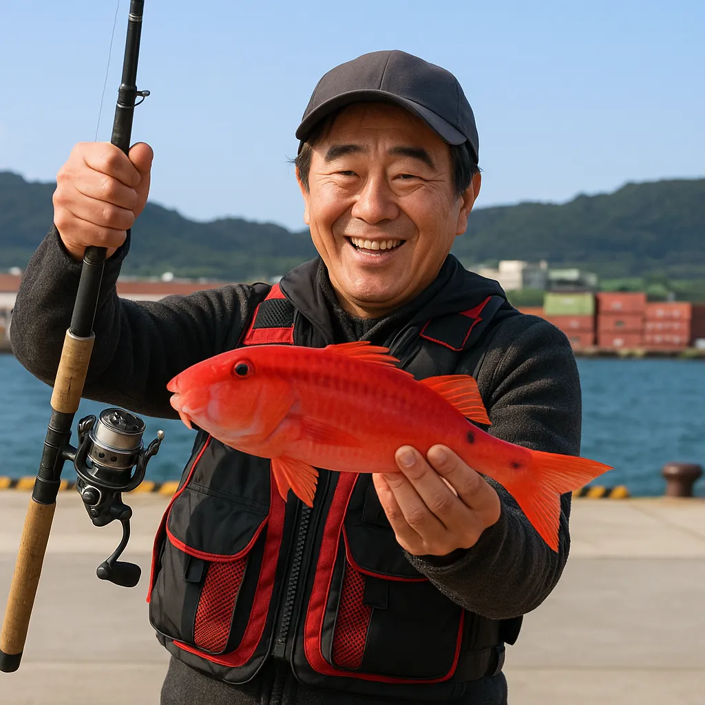 石垣島でオジサンの釣果を得た男性.webp