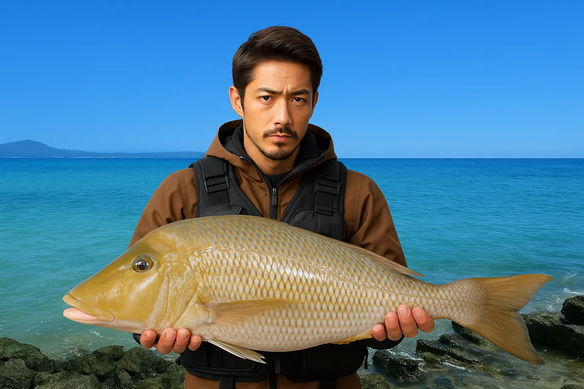 石垣島でハマフエフキの釣果を得た広岡.webp