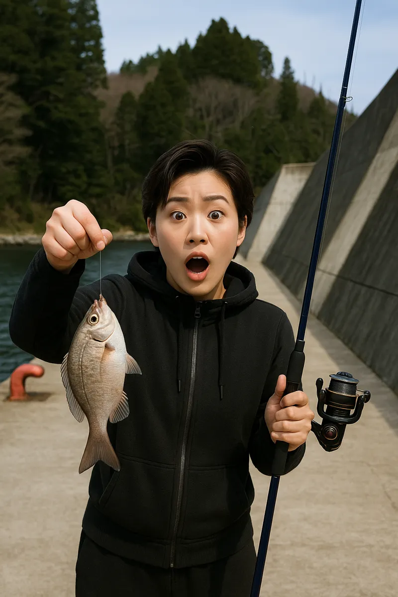 石浜漁港でウミタナゴの釣果を得た佐伯.webp