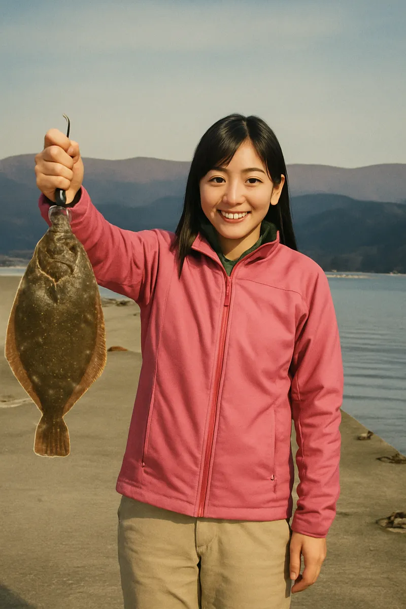 砂子浜漁港でカレイの釣果を得た黒川.webp