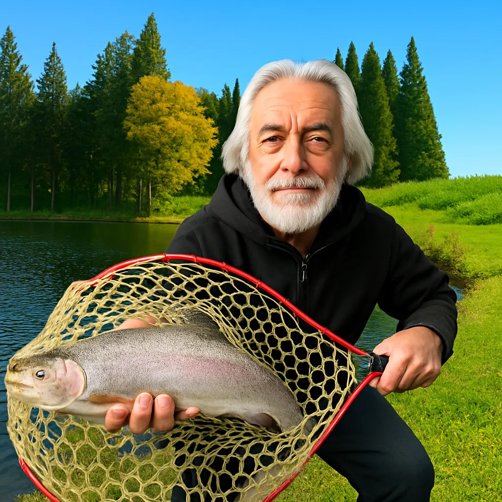 磐梯フィッシングロッジでニジマスの釣果を得た米田.webp