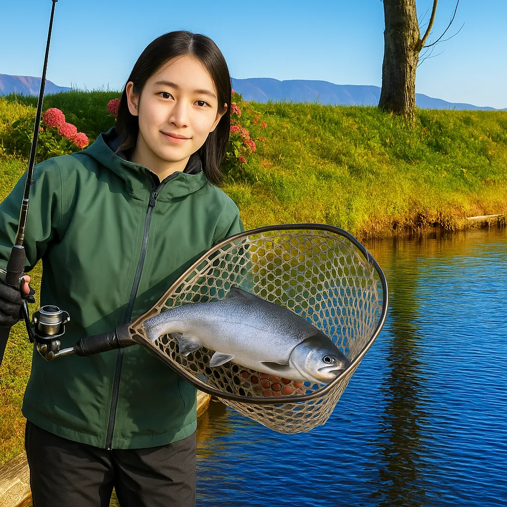 磐梯フィッシングロッジで銀鮭の釣果を得た森永.webp