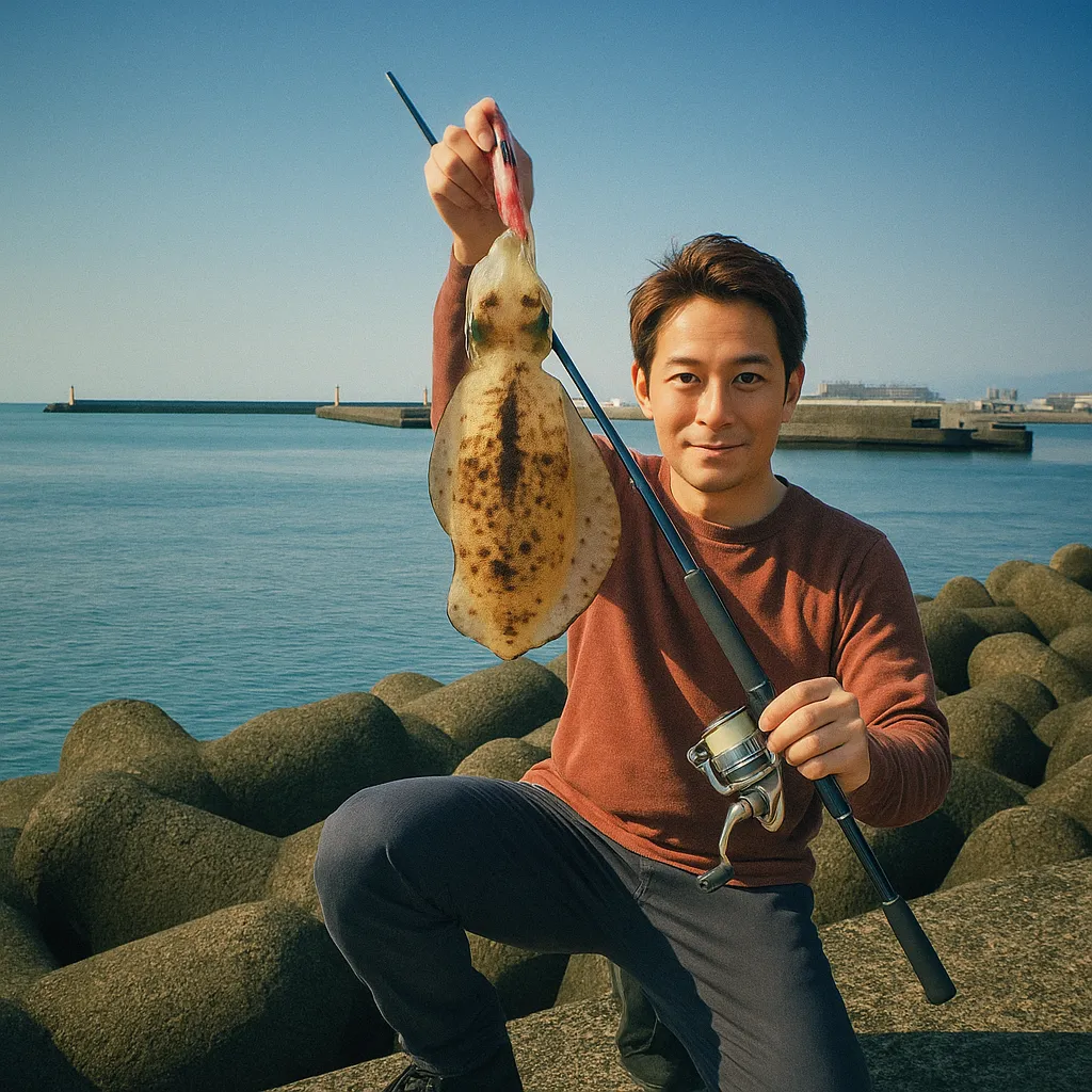 祇園之洲でアオリイカの釣果を得た亀岡.webp