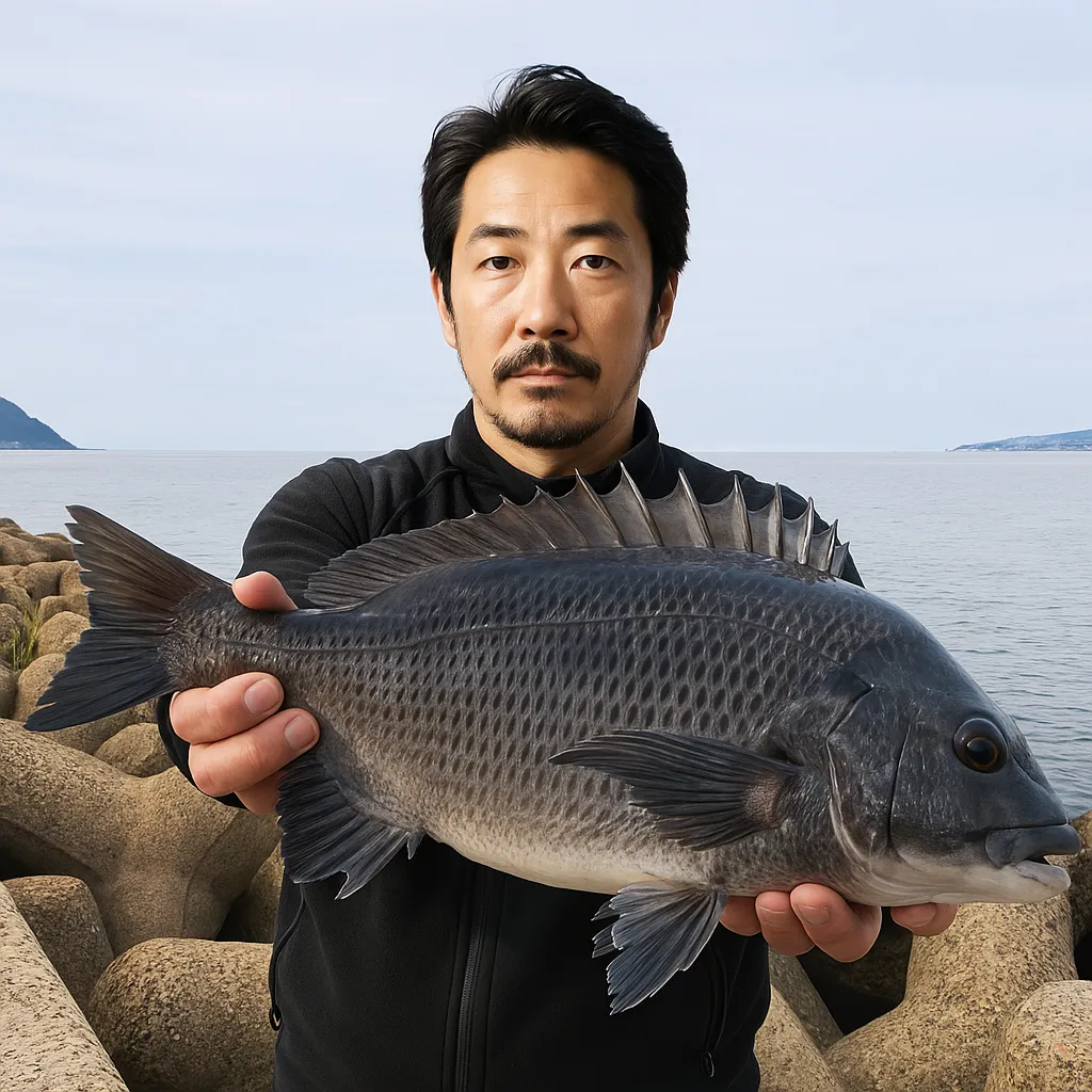 祇園之洲でチヌの釣果を得た佐々木.webp