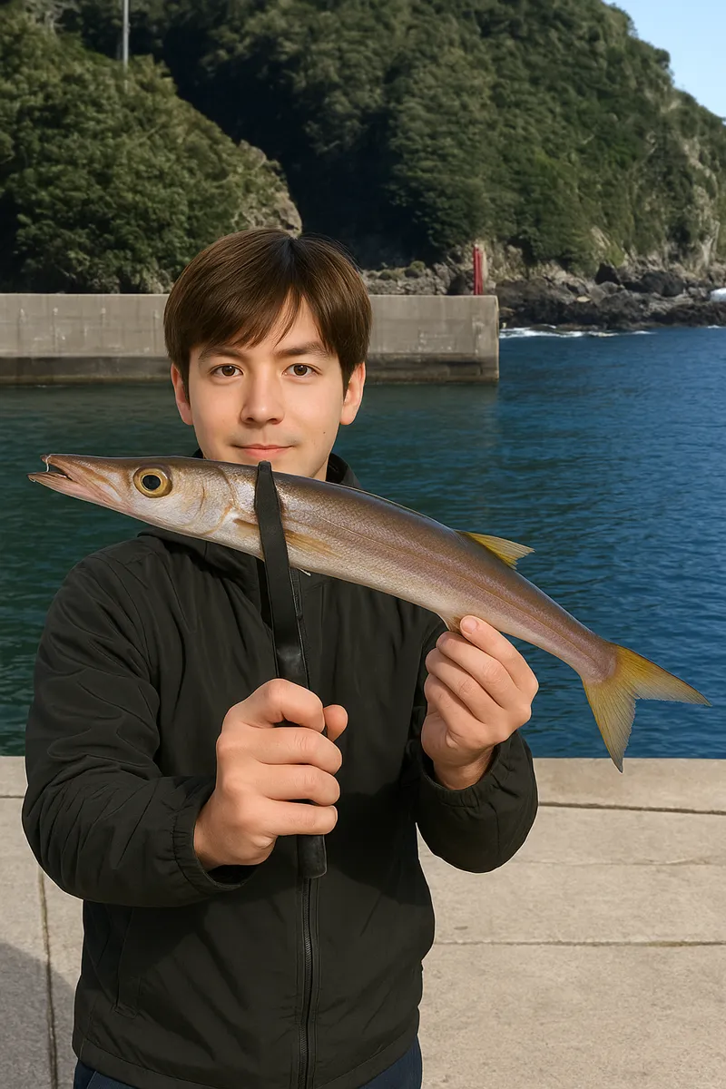 神戸港でカマスの釣果を得た久良木.webp