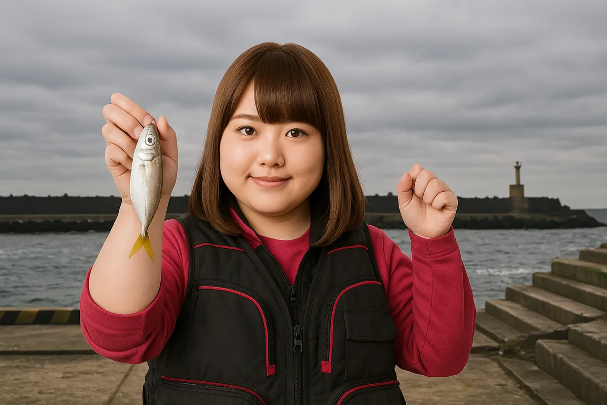 福島港でアジの釣果を得た山際.webp