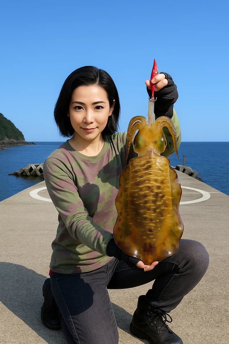 福水漁港でアオリイカの釣果を得た八重田.webp