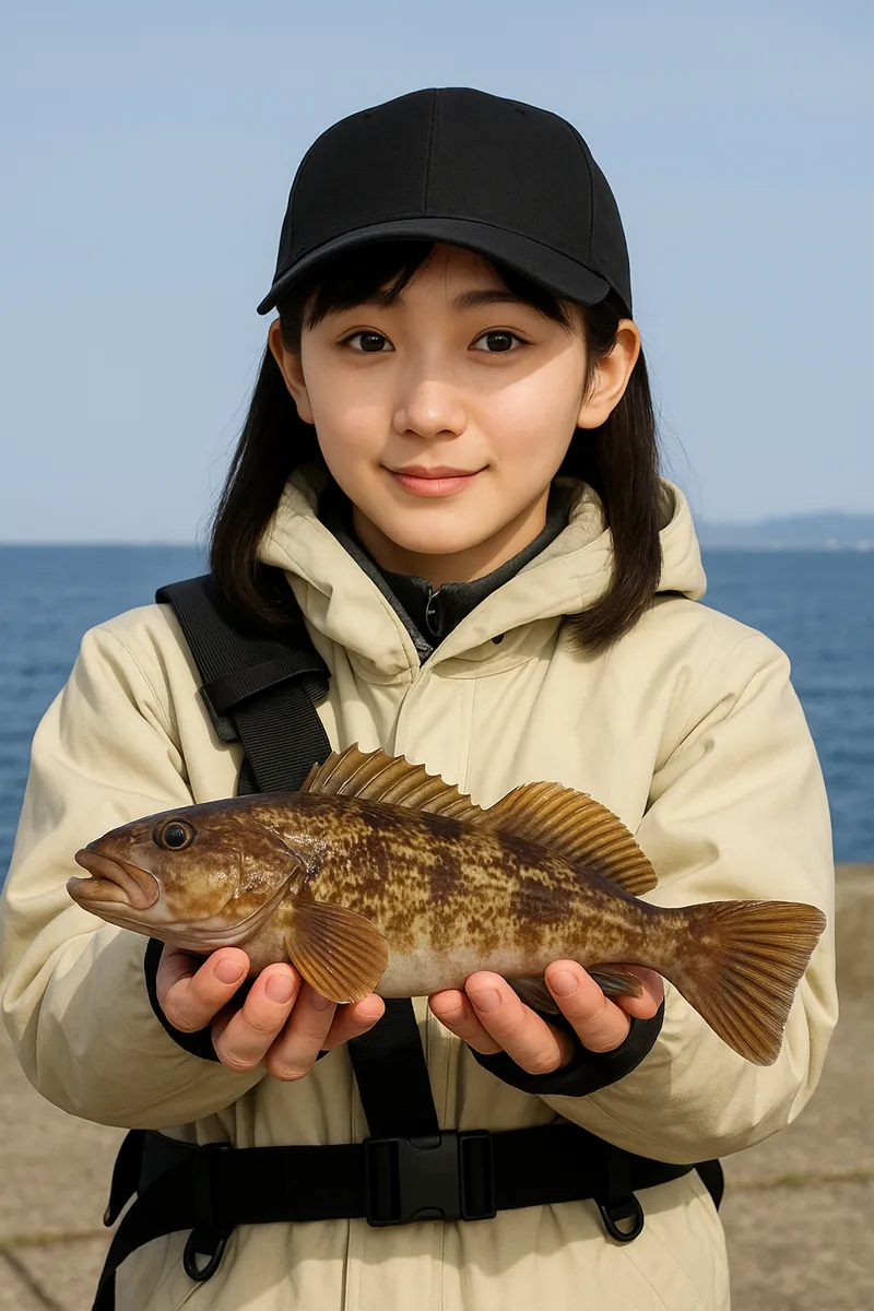 秋田港でアイナメの釣果を得た国生.webp