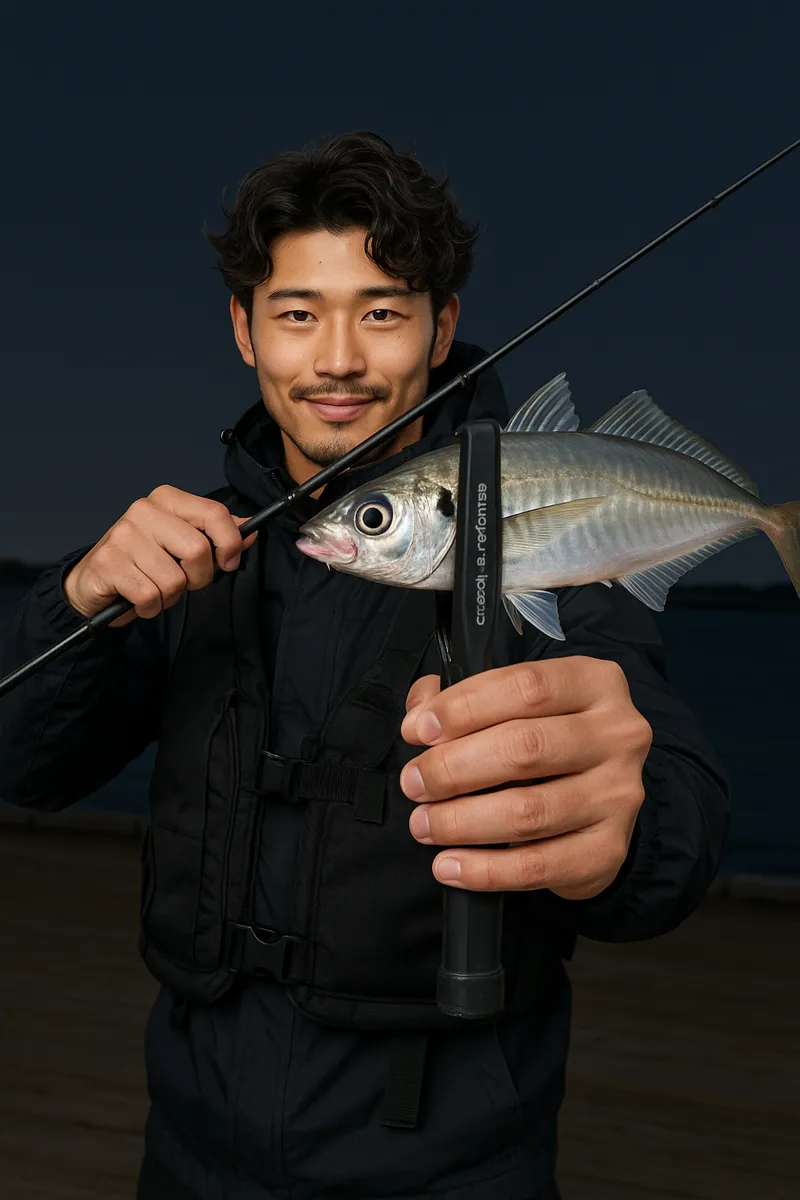 秋田港でアジの釣果を得た安城.webp