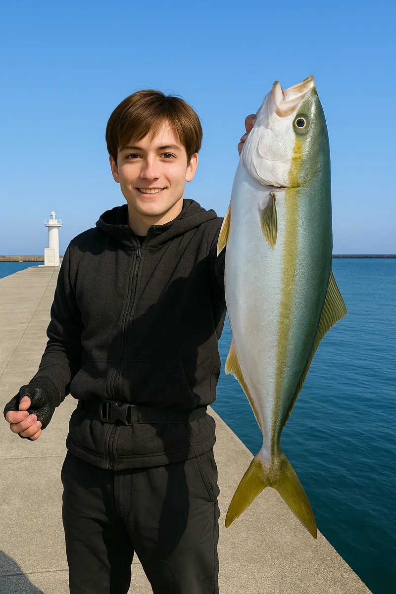 秋田港でイナダの釣果を得た久良木.webp