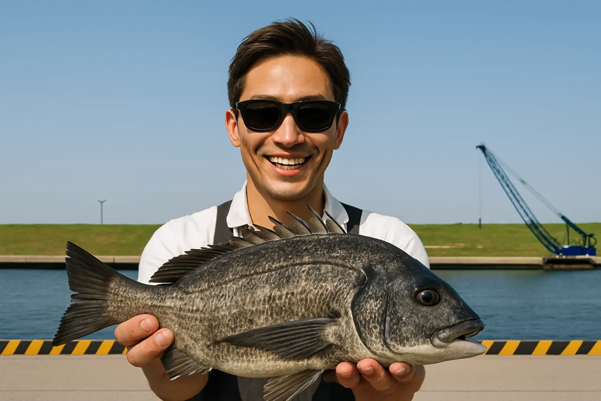 秋田港でクロダイの釣果を得た勝田.webp