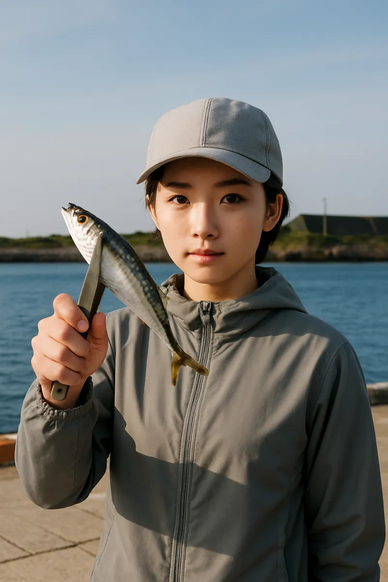 秋田港でサバの釣果を得た佐伯.webp