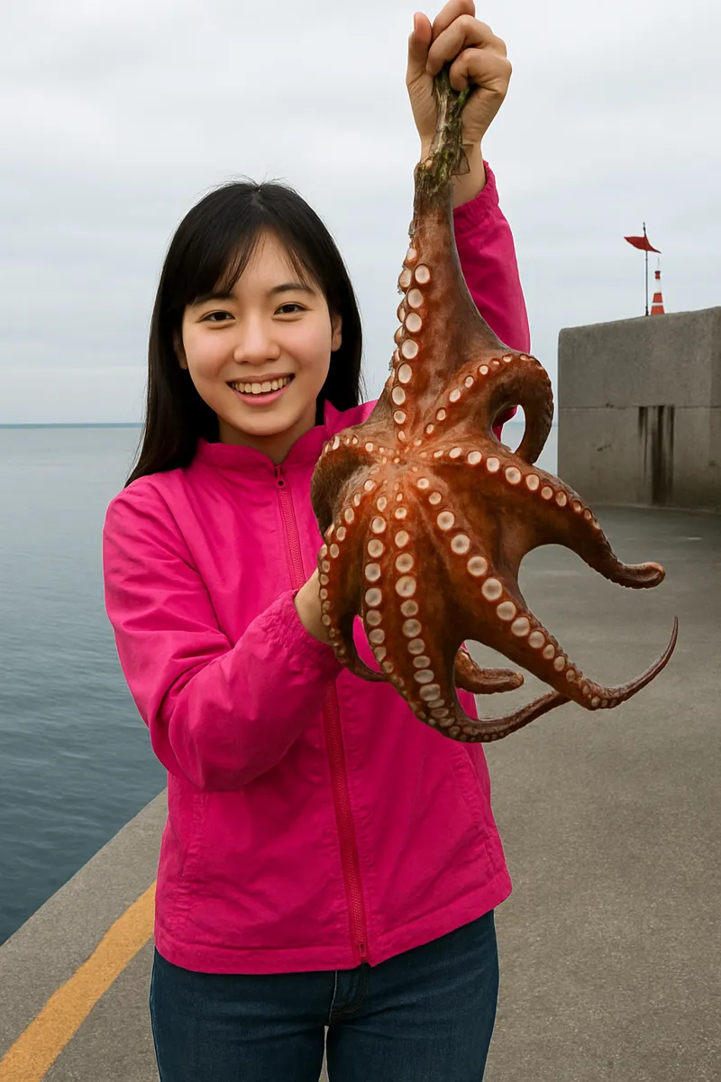 秋田港でマダコの釣果を得た黒川.webp