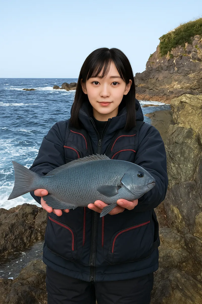 竹島でグレの釣果を得た国生.webp