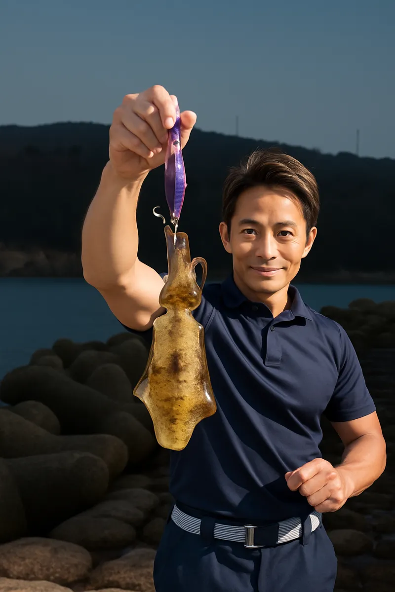 竹田津港でアオリイカの釣果を得た亀岡.webp