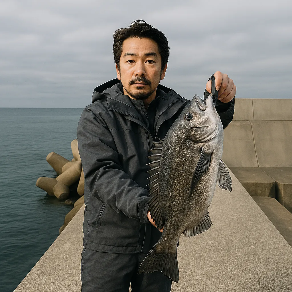 米子漁港でクロダイの釣果を得た佐々木.webp