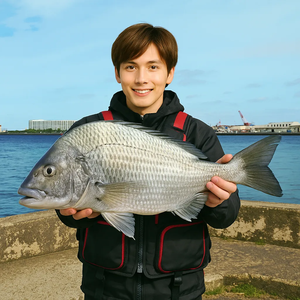糸満漁港でチヌの釣果を得た久良木.webp