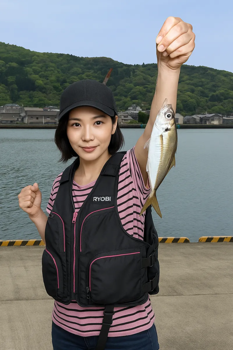細島港でアジの釣果を得た八重田.webp