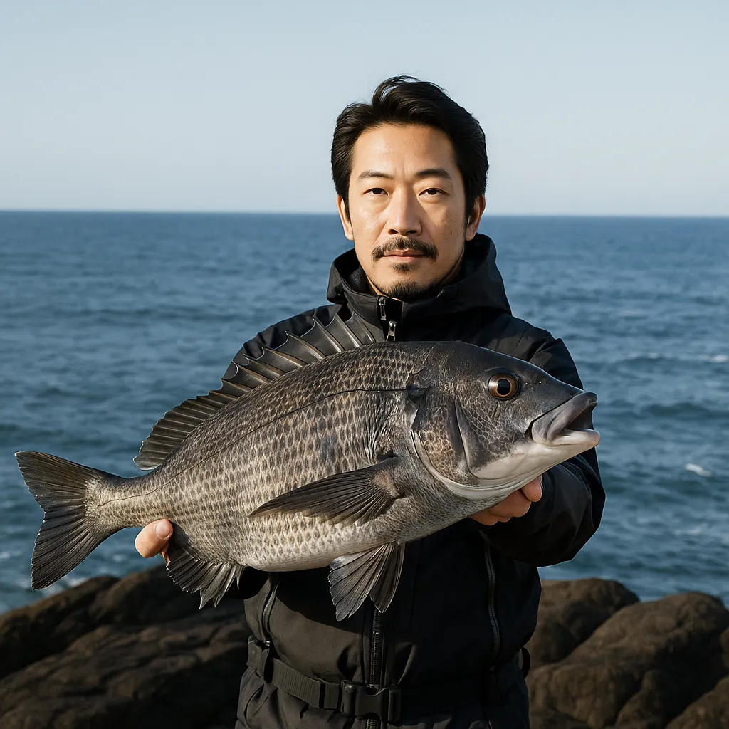 網地島でクロダイの釣果を得た佐々木.webp