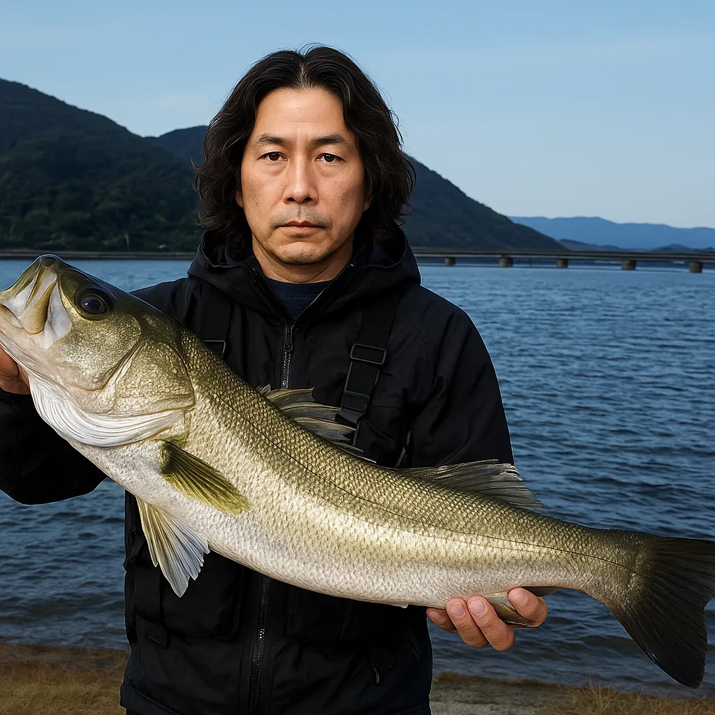 肝属川河口でシーバスの釣果を得た岸本.webp