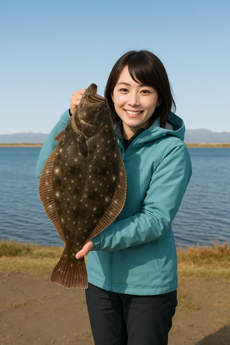 能代港でヒラメの釣果を得た西岡.webp