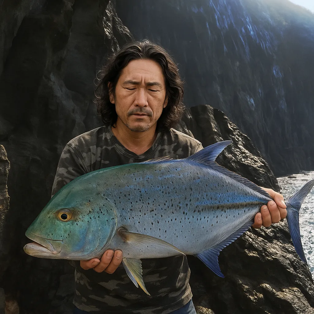 臥蛇島でカスミアジの釣果を得た岸本.webp