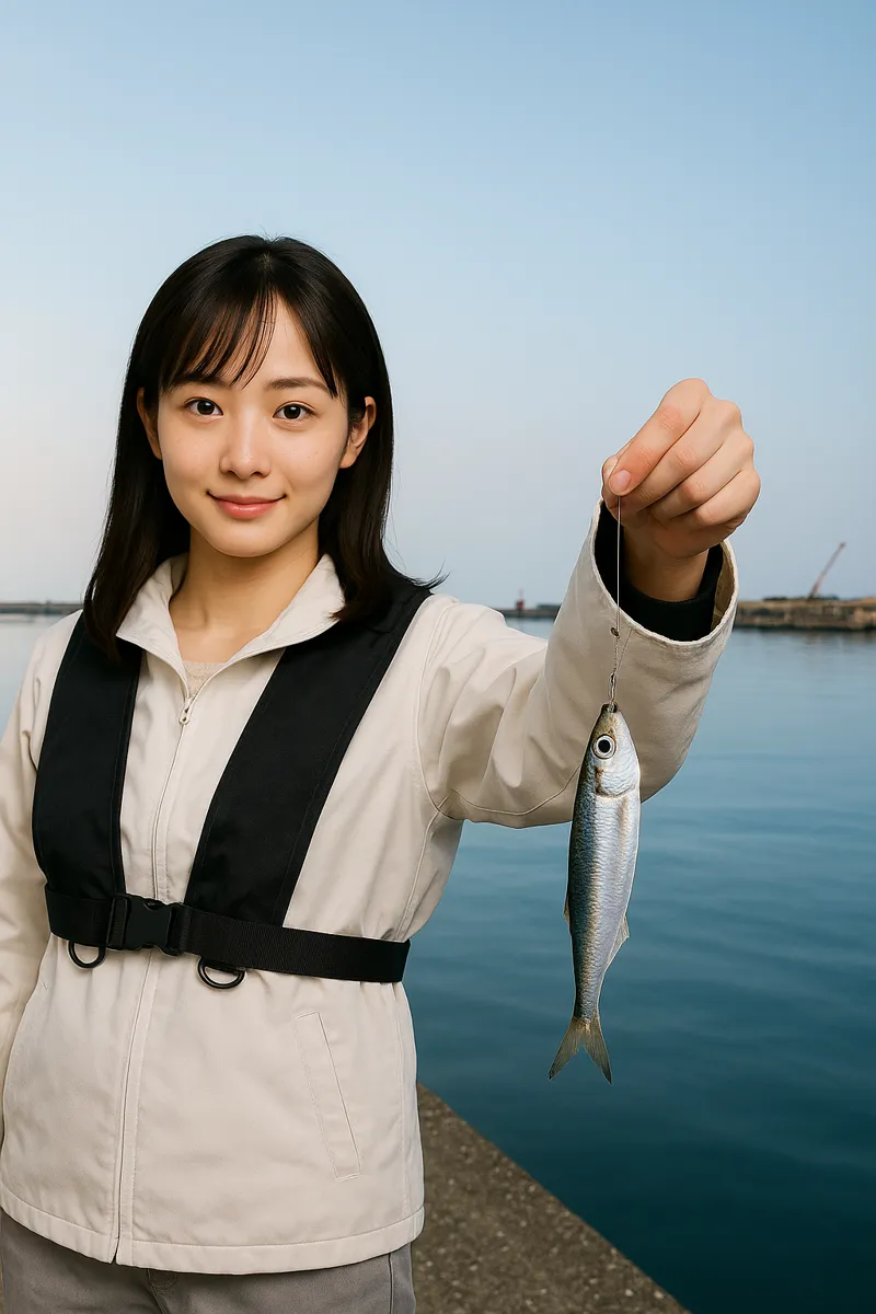 船川港でイワシの釣果を得た国生.webp