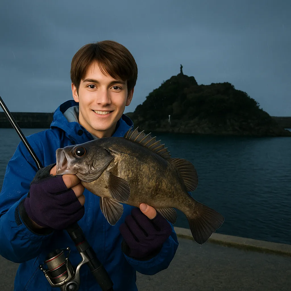 蔵内漁港でメバルの釣果を得た久良木.webp