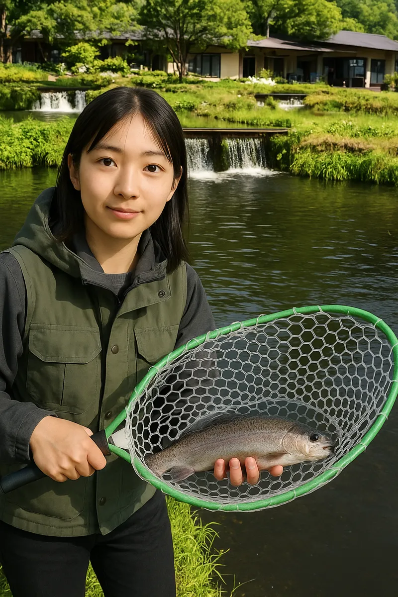 蔵王フォレストスプリングスでニジマスの釣果を得た森永.webp
