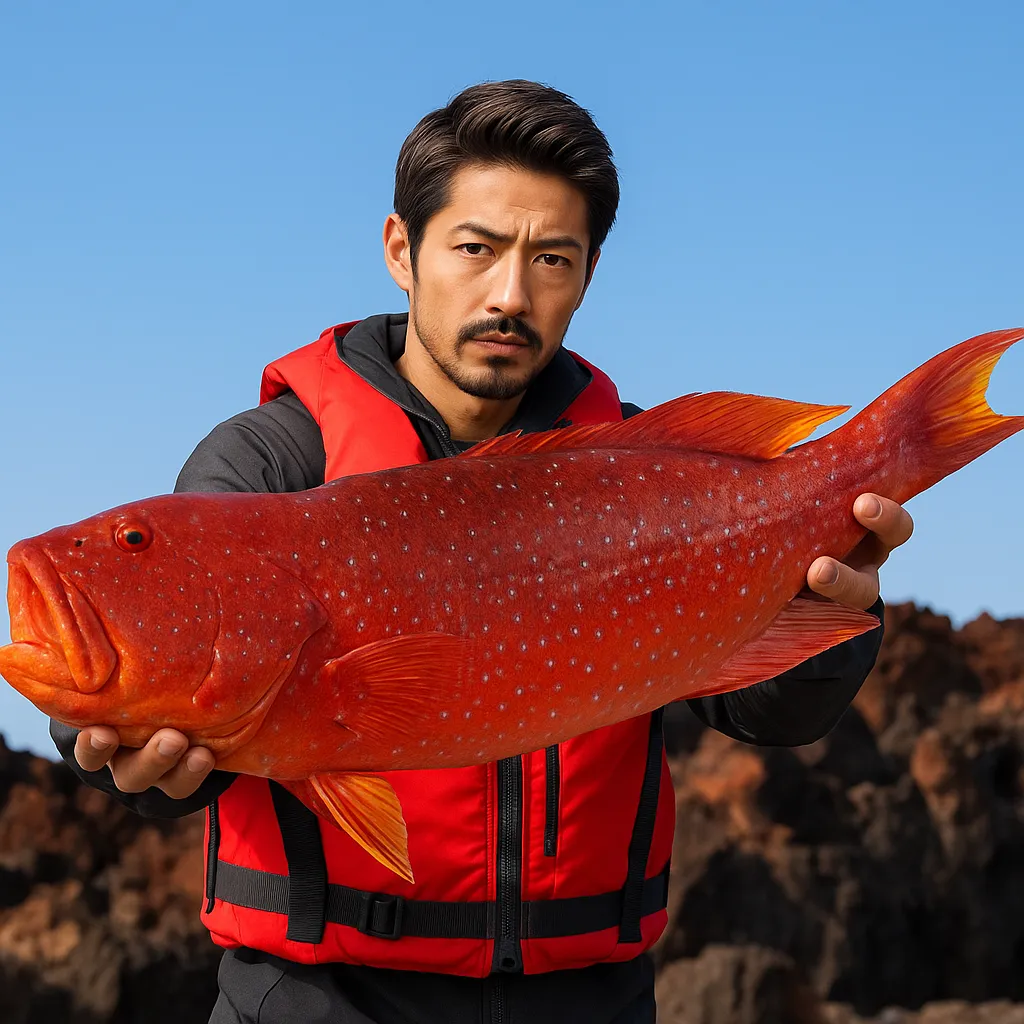 薩摩硫黄島でスジアラの釣果を得た広岡.webp