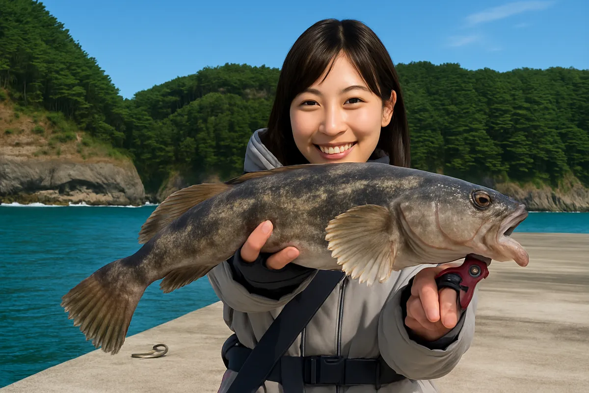 蛸ノ浜漁港でアイナメの釣果を得た黒川.webp