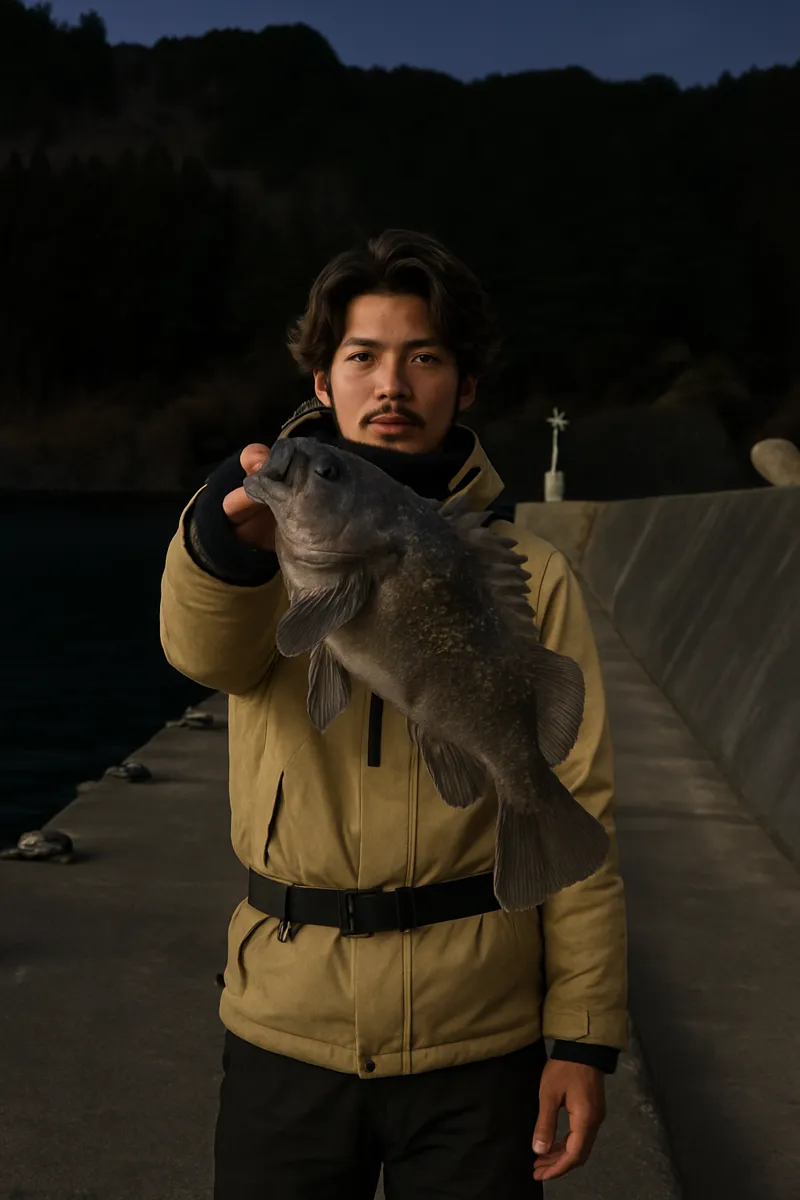 蛸ノ浜漁港でソイの釣果を得た澤田.webp