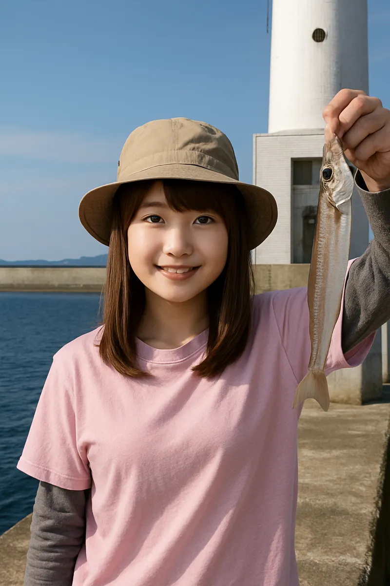 蟹田漁港でシロギスの釣果を得た山際.webp