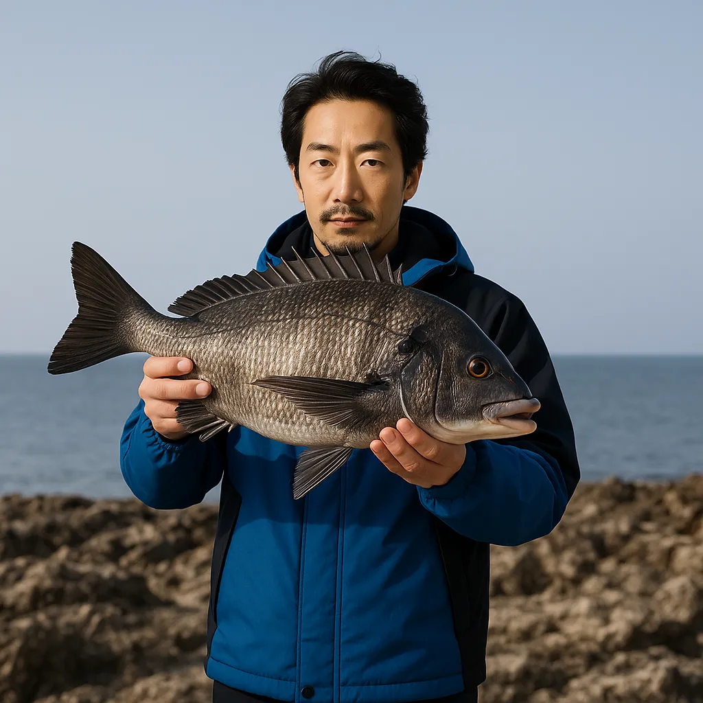 行合崎でクロダイの釣果を得た佐々木.webp