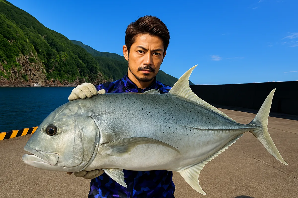 諏訪之瀬島でロウニンアジの釣果を得た広岡.webp