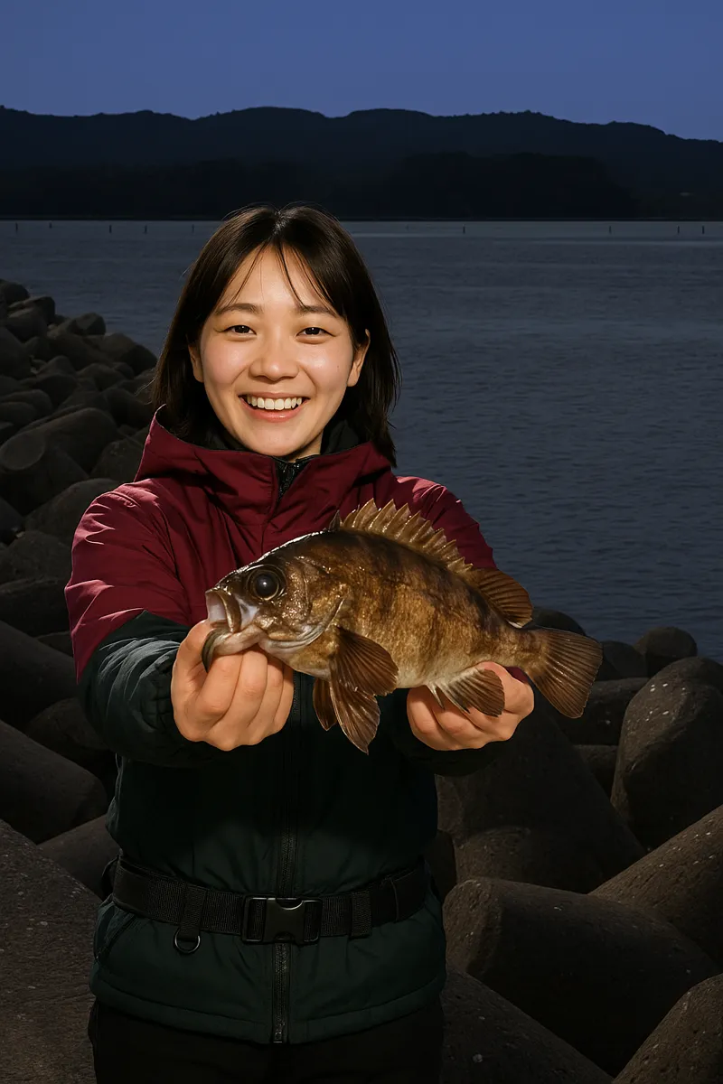谷地漁港でメバルの釣果を得た森永.webp