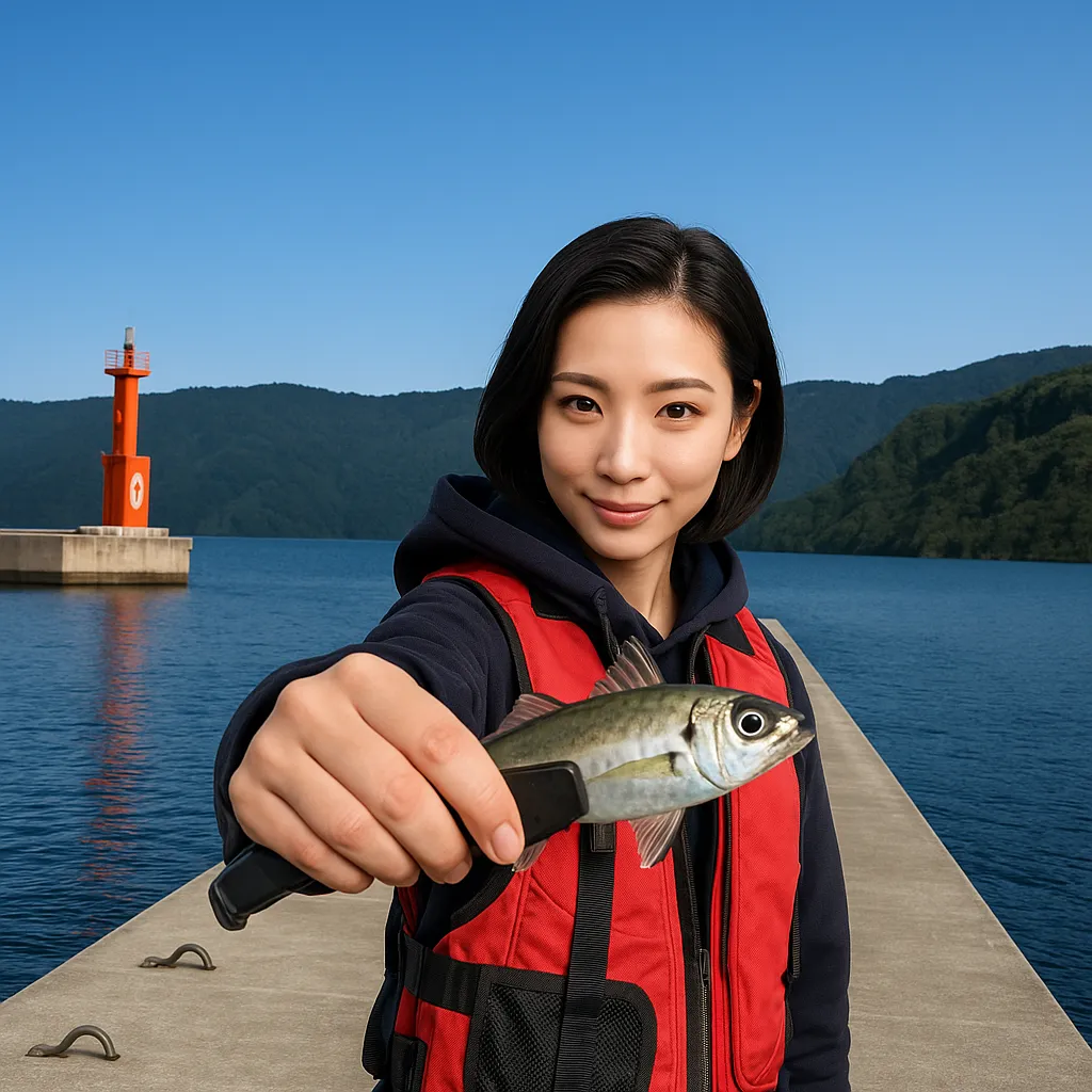 越喜来漁港でアジの釣果を得た八重田.webp