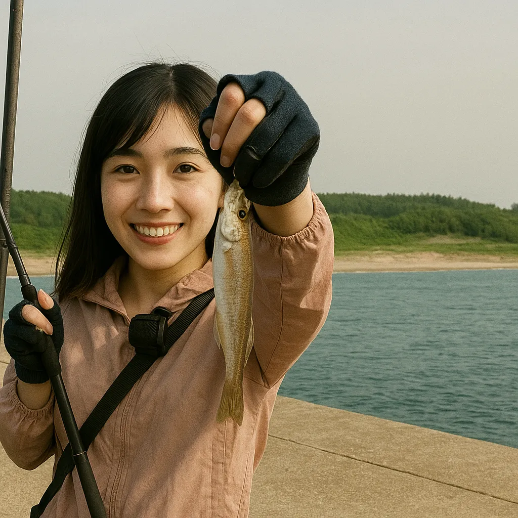 車力漁港でシロギスの釣果を得た黒川.webp