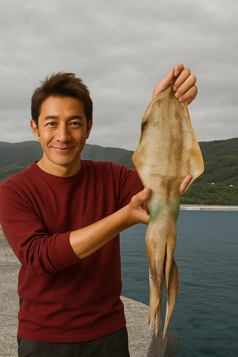 辺塚漁港でアオリイカの釣果を得た亀岡.webp