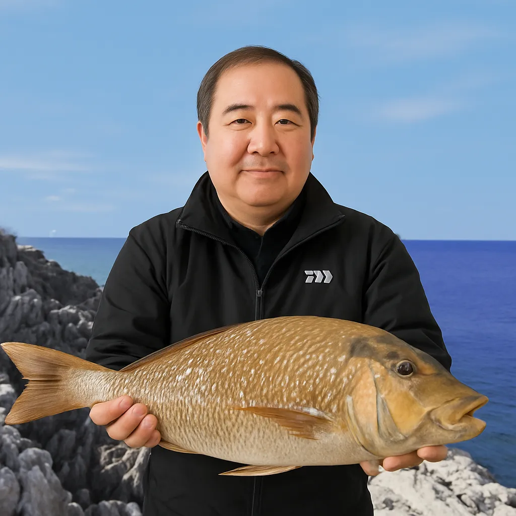 辺戸岬でタマンの釣果を得た持田.webp