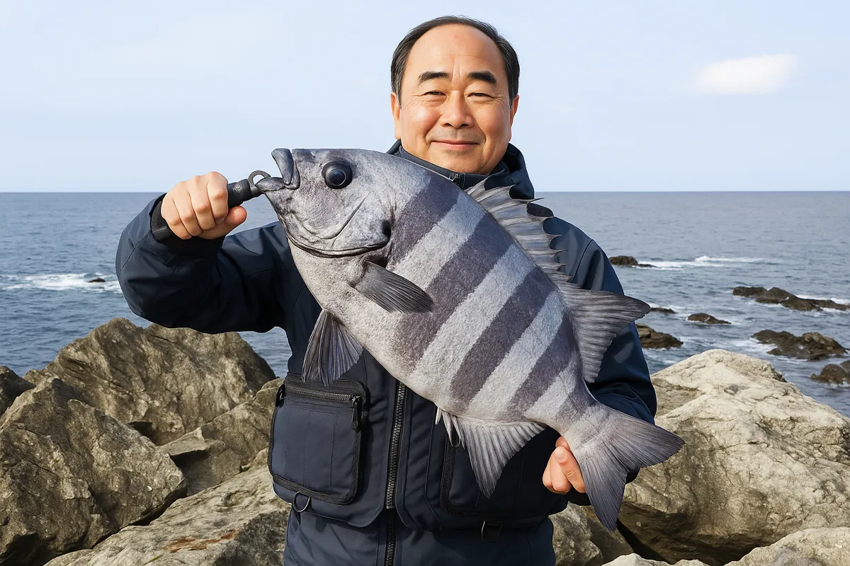 都井岬でイシダイの釣果を得た持田.webp