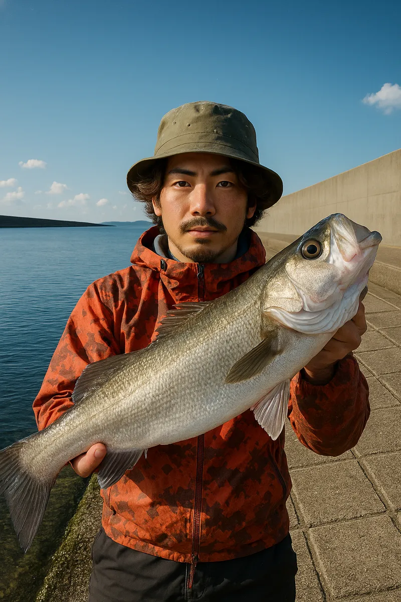 酒田北港でシーバスの釣果を得た澤田.webp