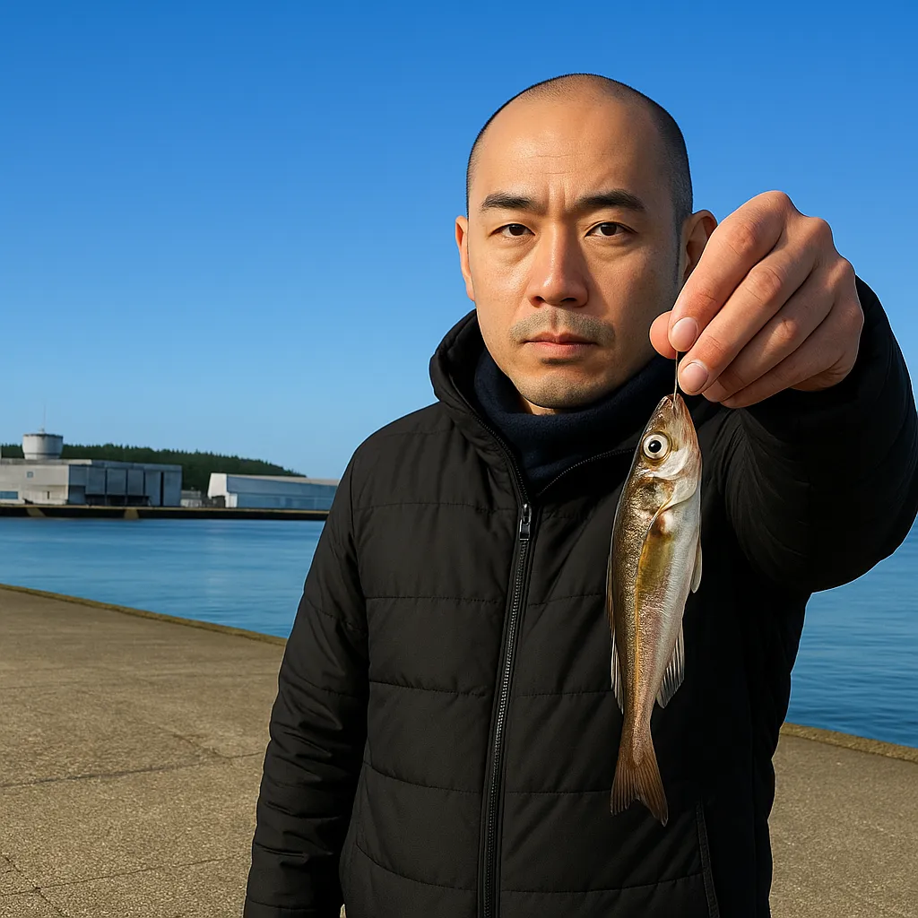 酒田北港でハタハタの釣果を得たがんだま君.webp