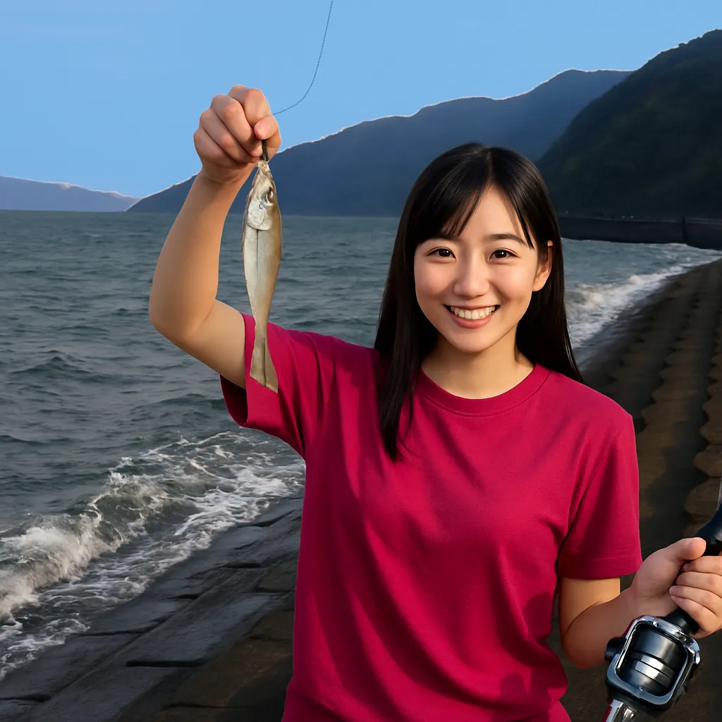 重富漁港でシロギスの釣果を得た黒川.webp
