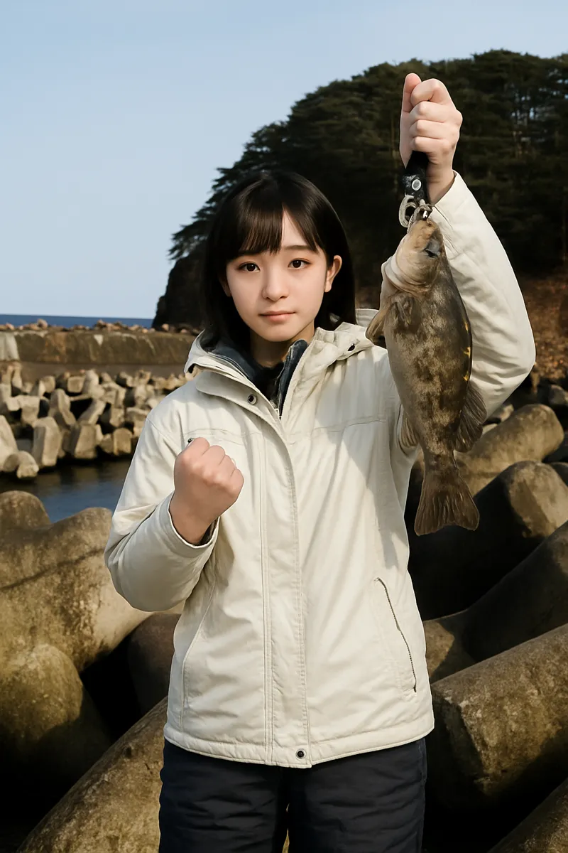 重茂漁港でアイナメの釣果を得た国生.webp
