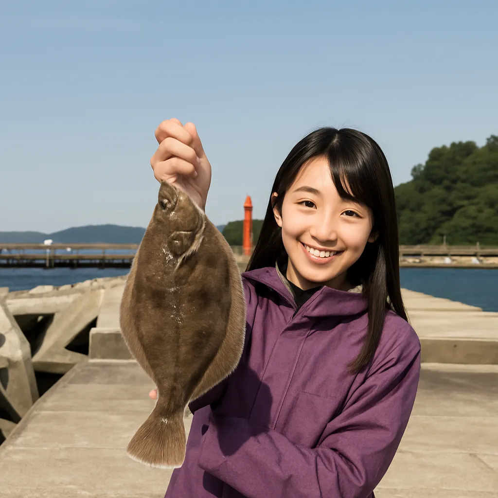 野内漁港でマコガレイの釣果を得た黒川.webp