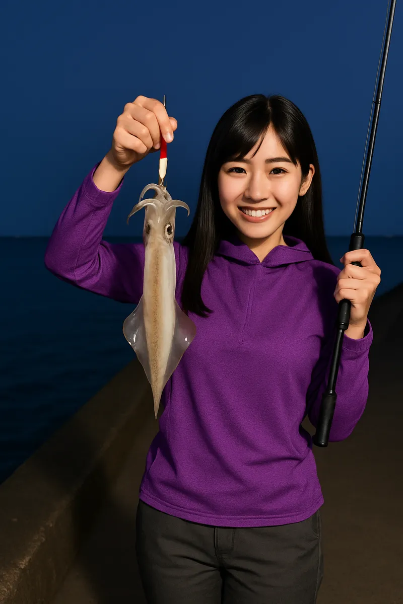 野辺地港でヤリイカの釣果を得た黒川.webp