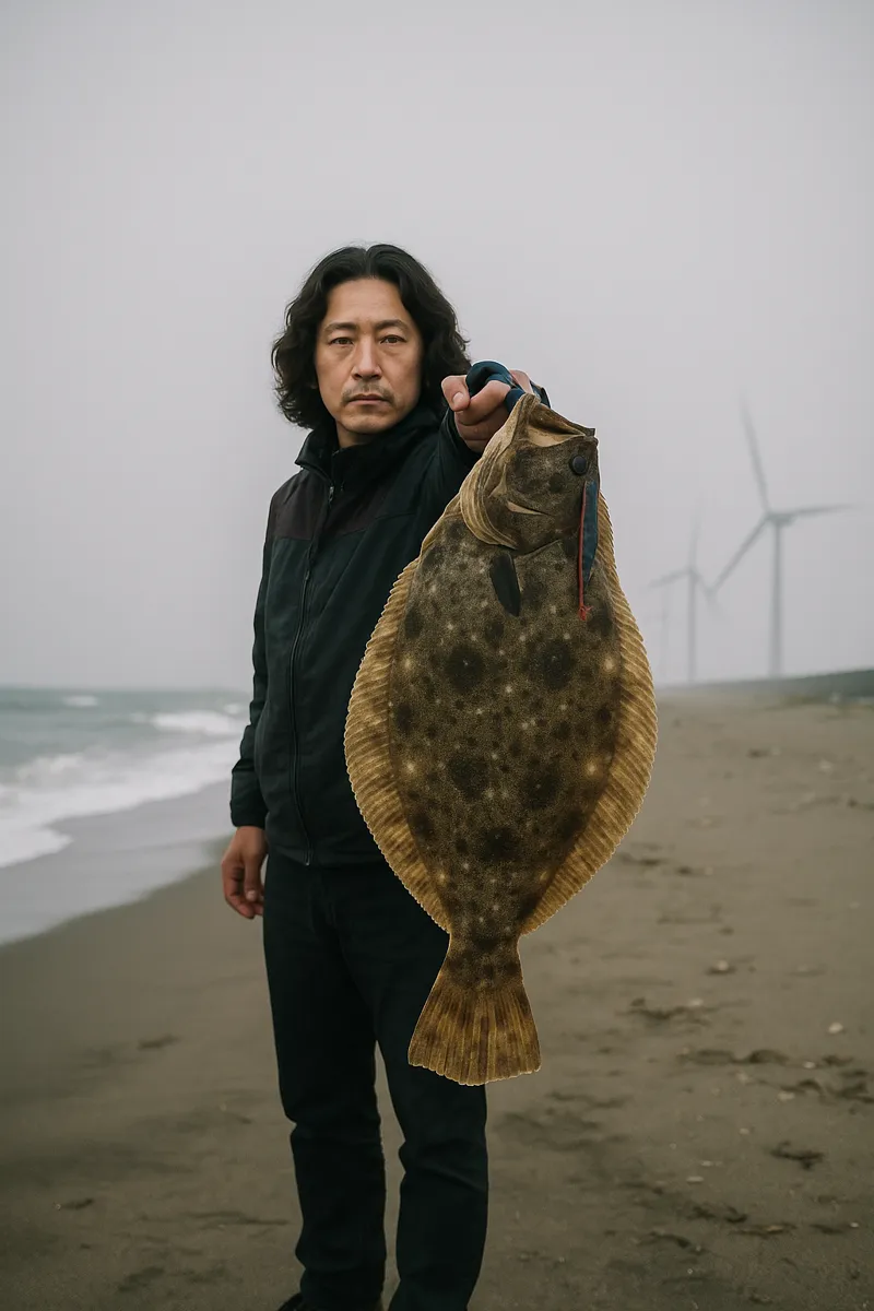 釜谷浜でヒラメの釣果を得た岸本.webp