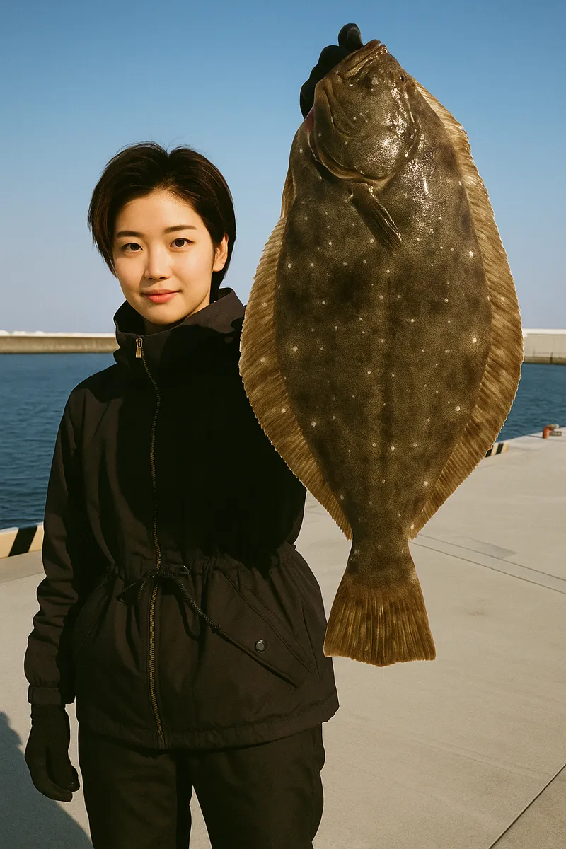 釣師浜漁港でヒラメの釣果を得た佐伯.webp